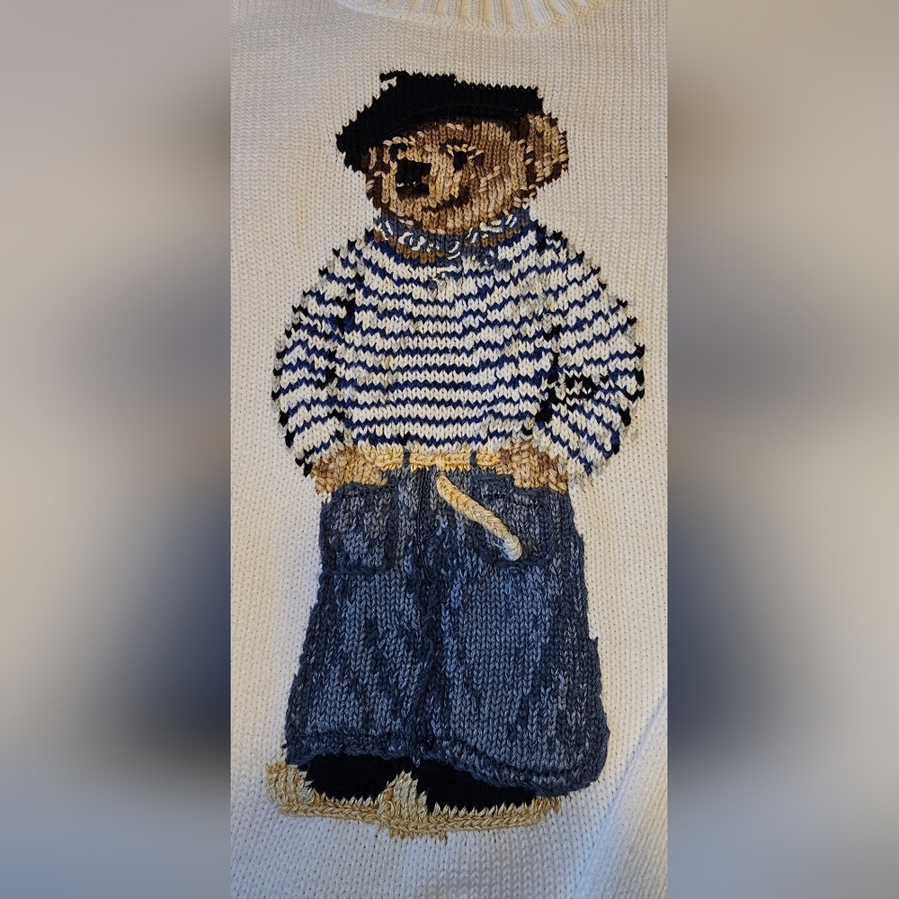 RL Polo Intarsia-knit Parisian Bear 100% Cotton Sweater